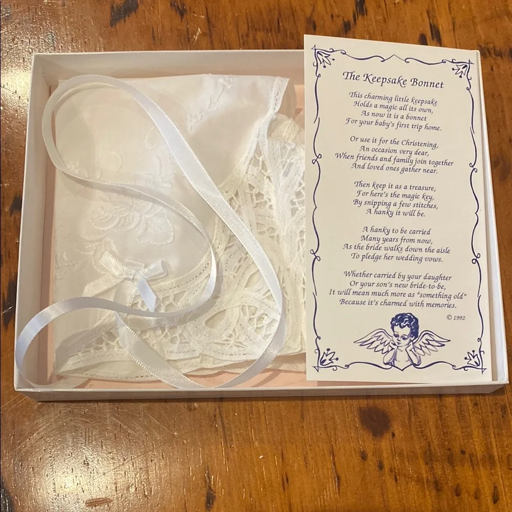 Unisex christening bonnet hat religious white